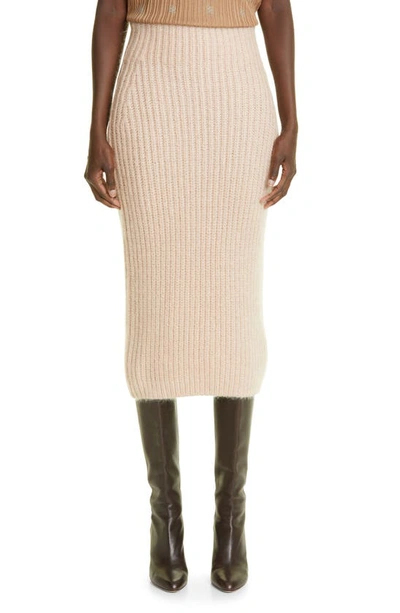 Fendi Mohair And Silk-blend Pencil Skirt In Pink