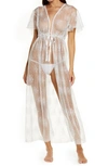 Coquette Long Lace Robe In White