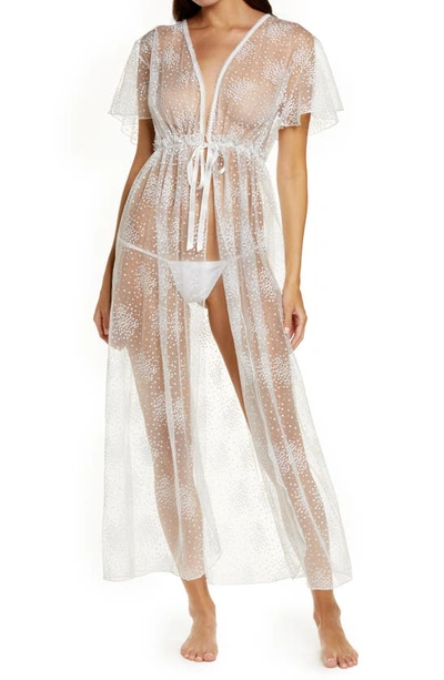 Coquette Long Lace Robe In White