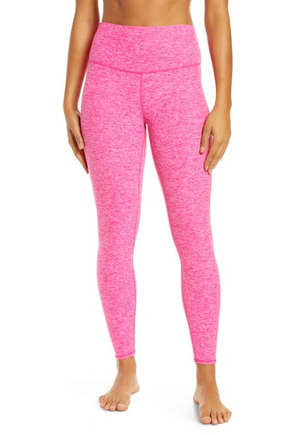 Alo Yoga Alosoft High-rise 7/8 Stretch-knit Leggings In Neon Pink Heather