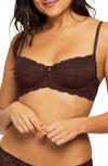 Montelle Intimates Flirt Lace Underwire Demi Bra In Cocoa