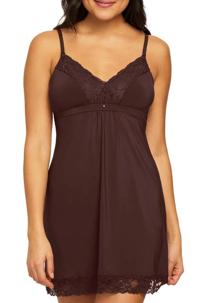Montelle Intimates Lace Bust Support Chemise In Cocoa