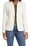 Gibsonlook Inverted Notch Collar Cotton Blend Blazer In Oatmeal
