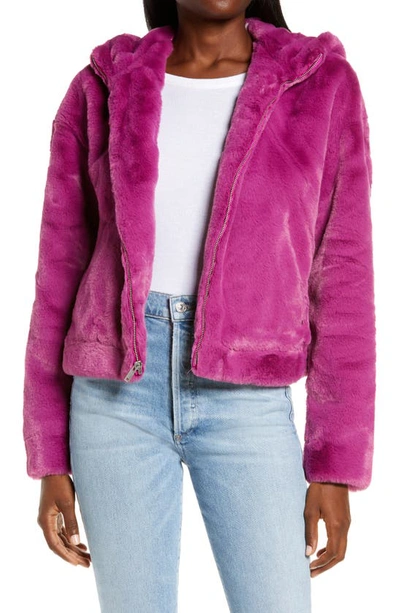 Ugg Mandy Faux Fur Hooded Jacket In Wild Violet