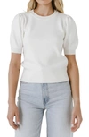 English Factory Puff Sleeve Sweater In Cream