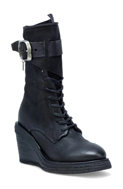 As98 Thatcher Lace-up Wedge Bootie In Black