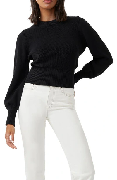 French Connection Jamie Textured Cotton Jumper In Black