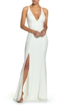 Dress The Population Iris Crepe Trumpet Gown In Off White