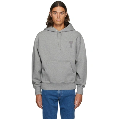 Ami Alexandre Mattiussi Logo Boxy Cotton Jersey Hoodie In Grey