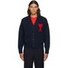 Ami Alexandre Mattiussi Navy Ami De Coeur Oversized Cardigan In Blue