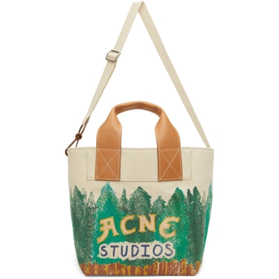 Acne Studios Alisse Logo-print Cotton-canvas Tote Bag In Beige,green