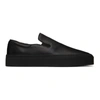 THE ROW BLACK LEATHER MARIE H SLIP-ON SNEAKERS