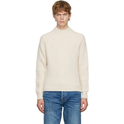 Tom Ford Cashmere Ribbed Fisherman Sweater In Neutrals