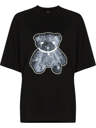 We11 Done Pearl Necklace Teddy Cotton T-shirt In Black