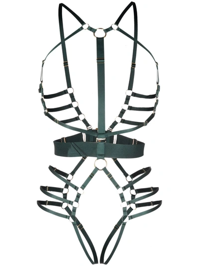 Bordelle Ula Eden Bondage Harness In Green