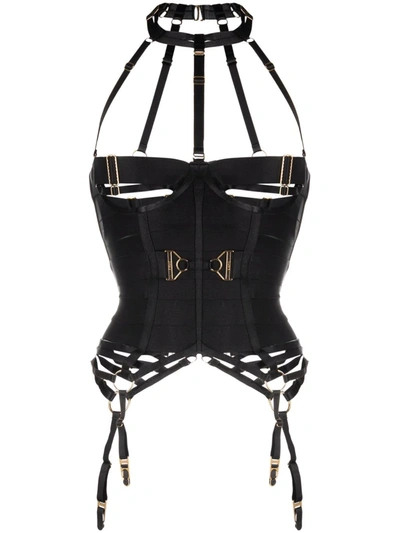 Bordelle Ula Elasticated Strap Basque In Black