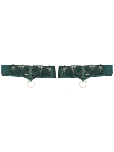 Bordelle Aurea Lace Detail Garters In Green