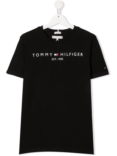 Tommy Hilfiger Junior Teen Logo Lettering T-shirt In Black