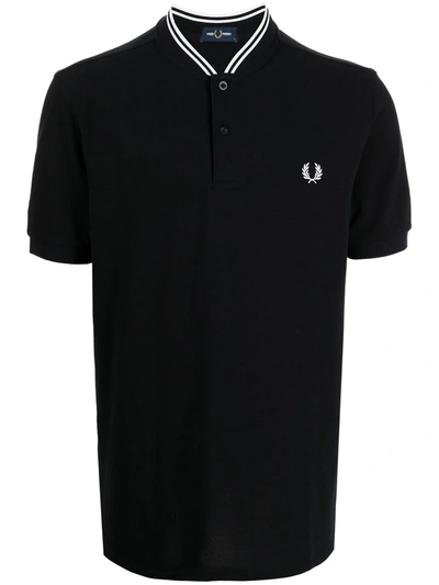 Fred Perry Embroidered-logo Polo T-shirt In Black