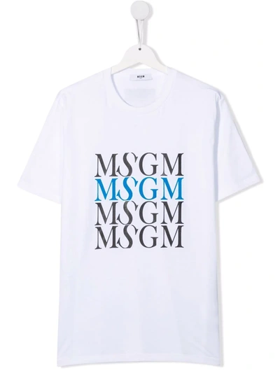 Msgm Teen Logo-print T-shirt In White