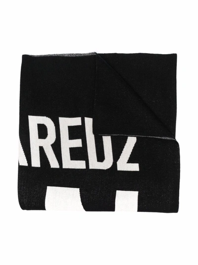 Dsquared2 Kids' Intarsia-knit Logo-motif Scarf In Black