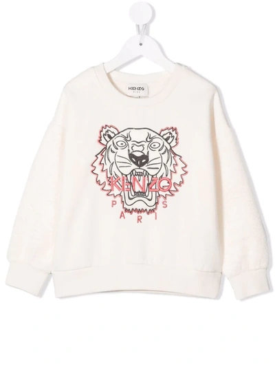 Kenzo Kids' Signature Tiger-embroidered Sweatshirt In White