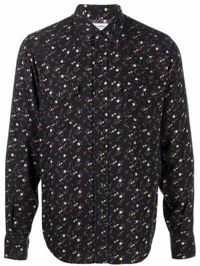 Saint Laurent Star-print Press-stud Shirt In 6302