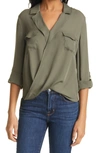 Lagence L'agence Phoenix Surplice Silk Shirt In Juniper