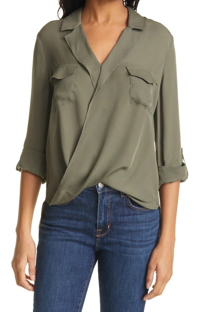 Lagence L'agence Phoenix Surplice Silk Shirt In Juniper
