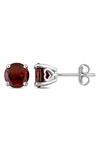 Delmar Sterling Silver Round Garnet Stud Earrings In Red
