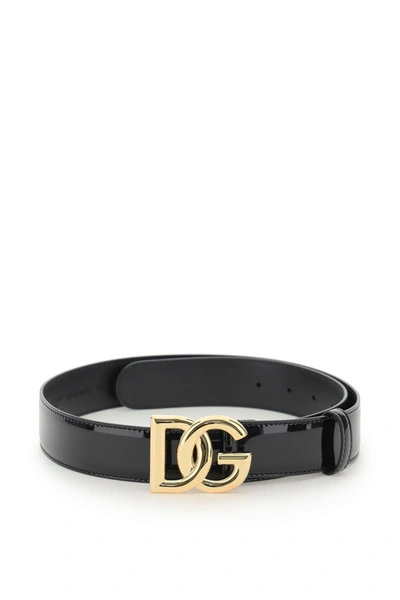 Dolce & Gabbana Patent Belt S 35 Mm In Black