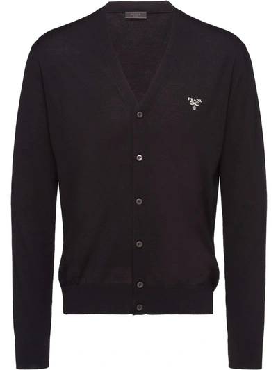 Prada Superfine Knitted Cardigan In Black