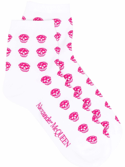 Alexander Mcqueen Logo Allover Socks In Pink