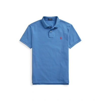 Ralph Lauren Custom Slim Fit Mesh Polo Shirt In Delta Blue