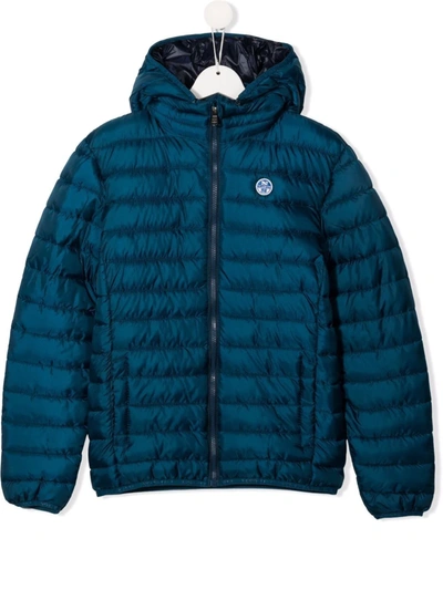 North Sails Kids' Logo-patch Padded Jacket In Blue