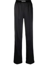 Tom Ford Logo Patch Black Straight Leg Pants In Nero