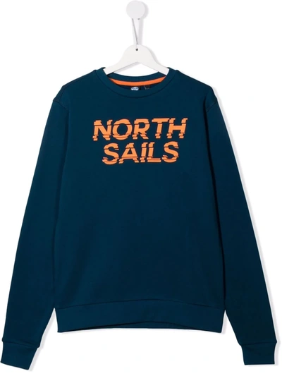 North Sails Kids' Logo-print Sweatshirt In Blue