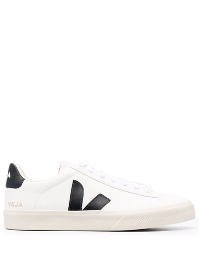 Veja White And Black Leather Campo Sneakers In White/black