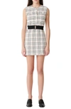 MAJE RIANEY COTTON BLEND TWEED SLEEVELESS DRESS