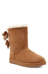 Ugg Bailey Bow Velvet Ribbon Faux Fur Lined Boot In Chestnut Suede