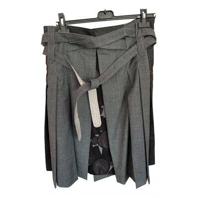 Pre-owned Kenzo Wool Mid-length Skirt In Grey