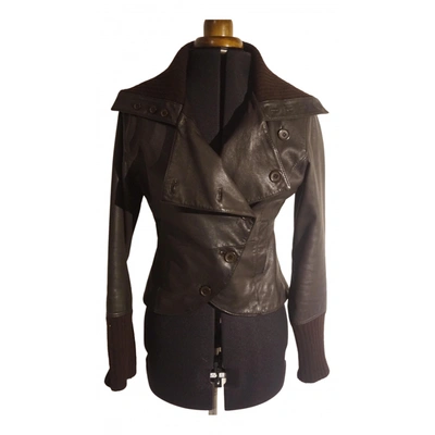 Pre-owned Essentiel Antwerp Leather Jacket In Brown