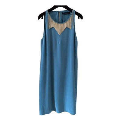 Pre-owned Versace Silk Dress In Blue