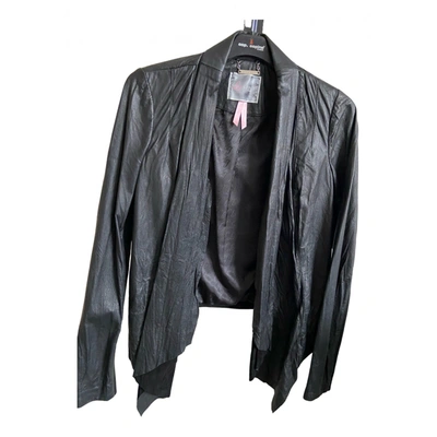 Pre-owned Lipsy Leather Short Vest In Black