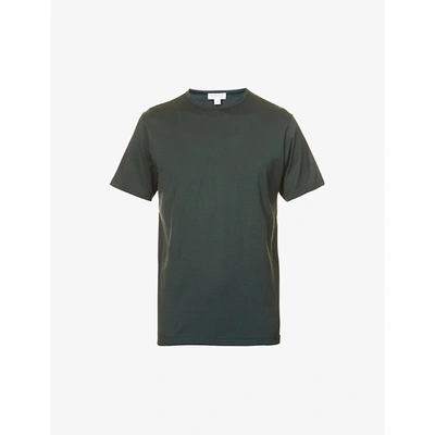Sunspel Mens Forest Classic-fit Crewneck Cotton-jersey T-shirt Xl