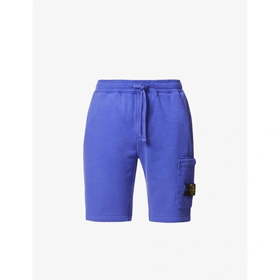 Stone Island Mens Periwinkle Brand-patch Cotton-jersey Shorts M