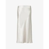 MAX MARA WOMENS 062 PLATINO ALESSIO HIGH-WAIST SATIN MIDI SKIRT 14