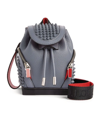 Christian Louboutin Mini Explorafunk Studded Leather Crossbody Backpack In Island Grey