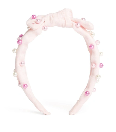 Bari Lynn Babies' Pearl-detail Headband In Pink