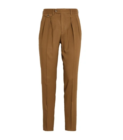 Lardini Wool Pleated Trousers In Brown